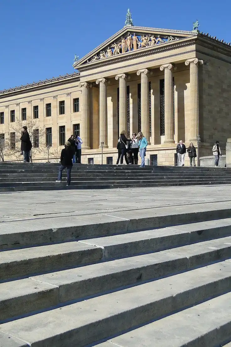 Visitors on the Rocky Steps at the Philadelphia Museum of Art