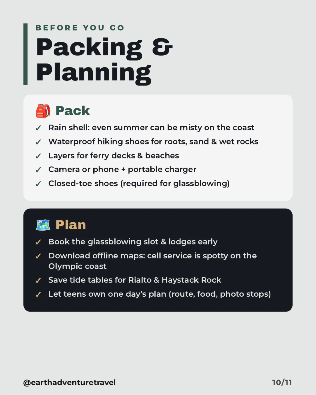 Illustrated Pacific Northwest packing and planning checklist