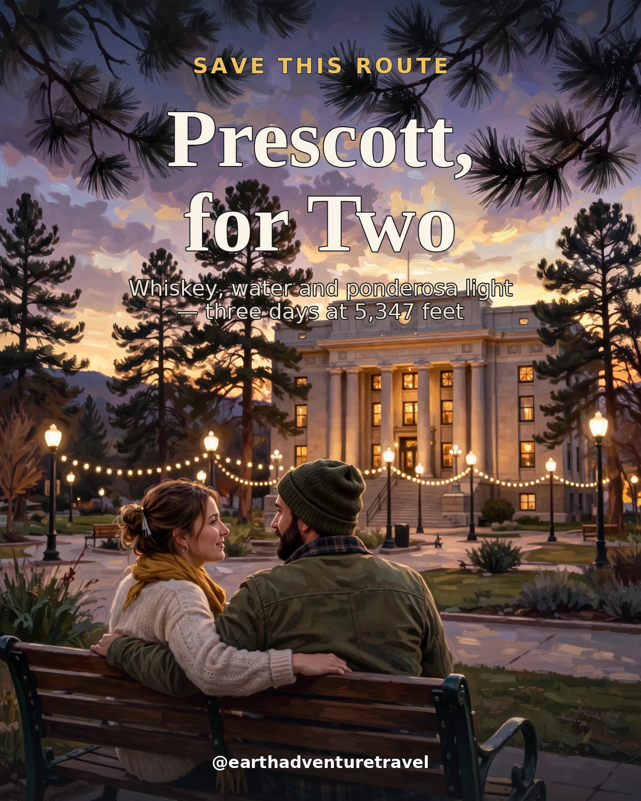 Saveable recap graphic for the three-day Prescott couples route
