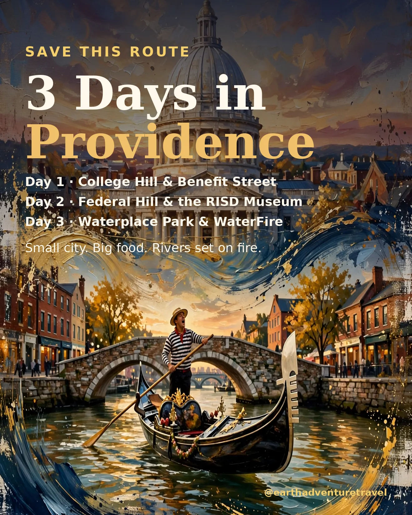 Saveable recap graphic for the three-day Providence couples route