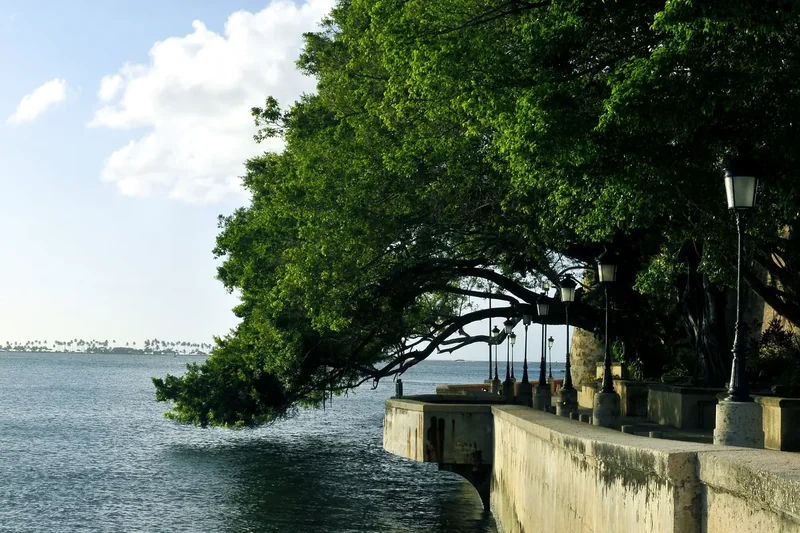 A waterfront promenade along the bay in San Juan