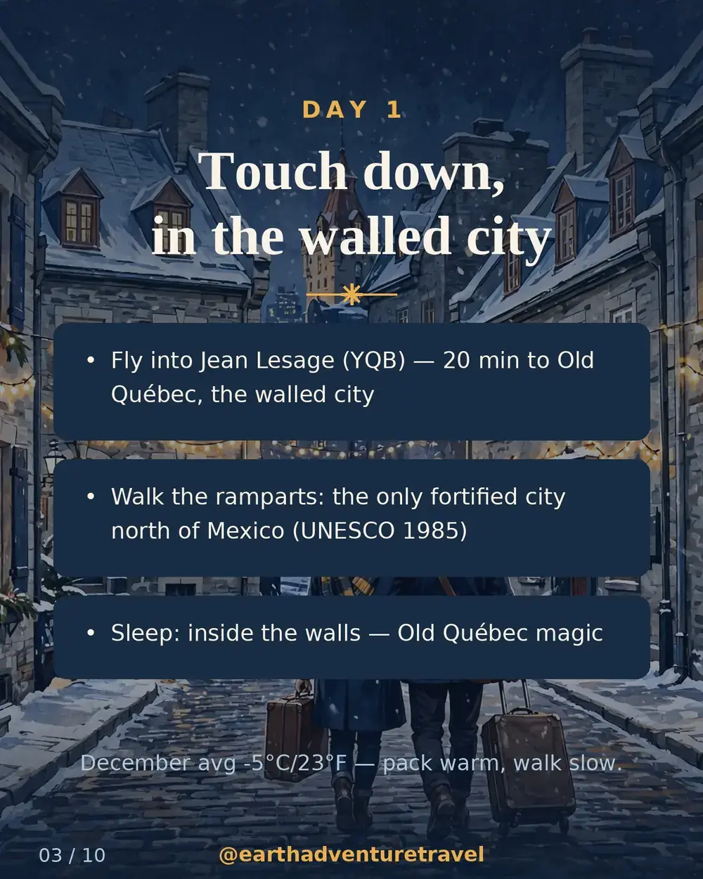 Illustrated Quebec arrival