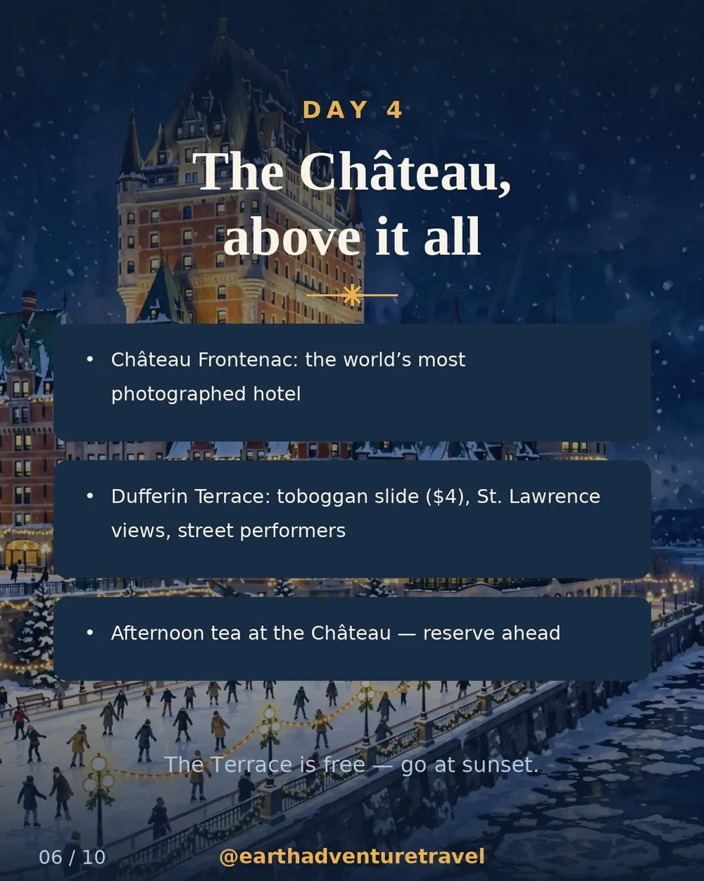Illustrated Château Frontenac in winter