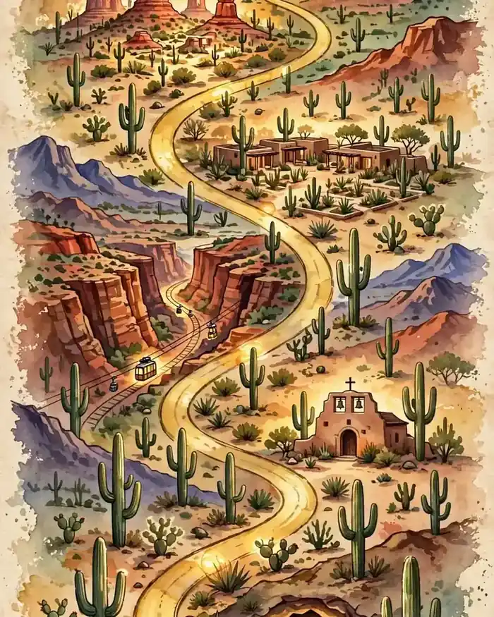 Illustrated five-day Saguaro family route plan