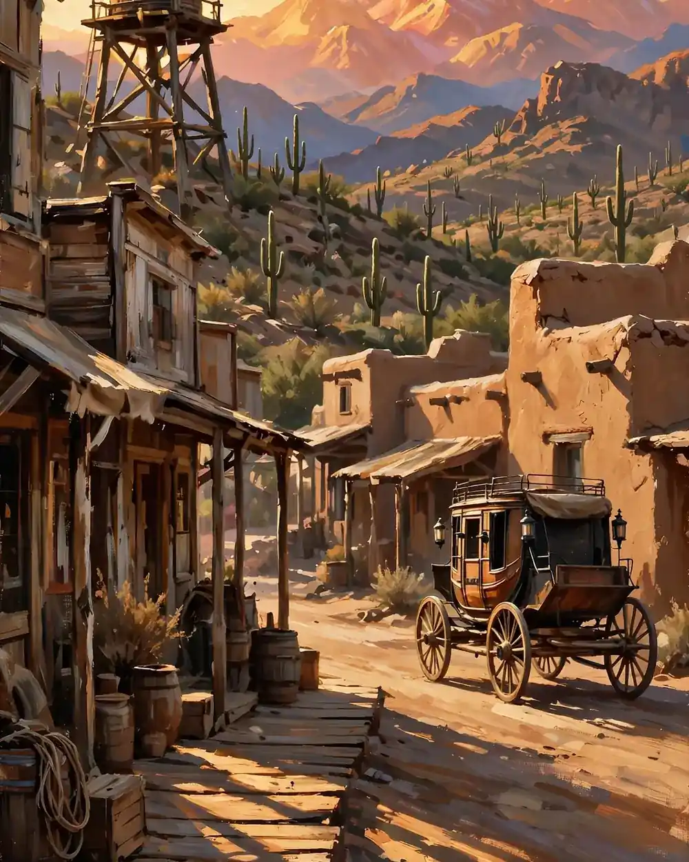 Day 1 graphic: Old Tucson’s western film sets at golden hour