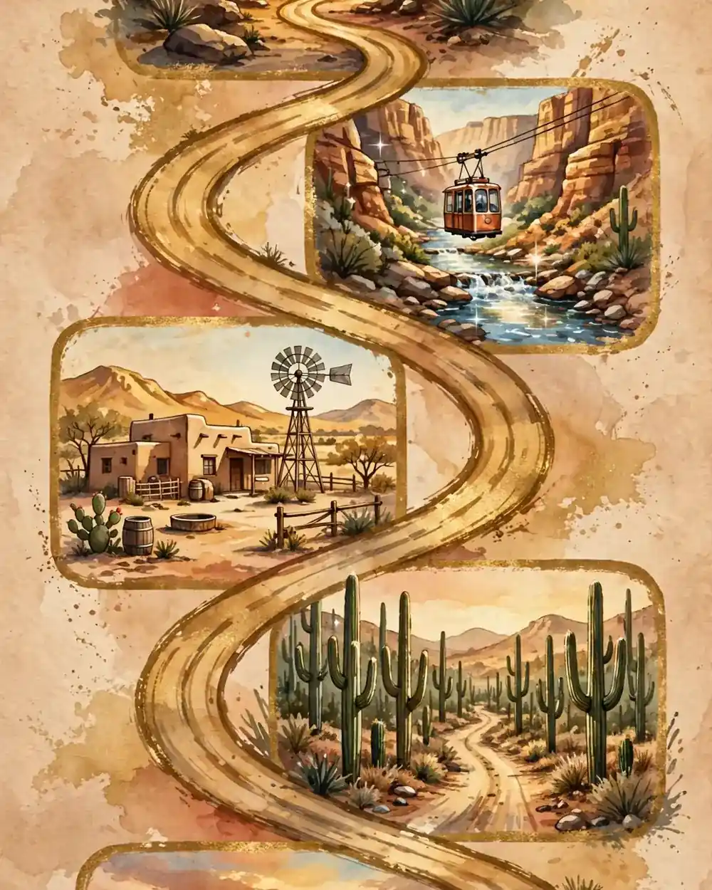 Saveable recap graphic for the five-day Saguaro family route