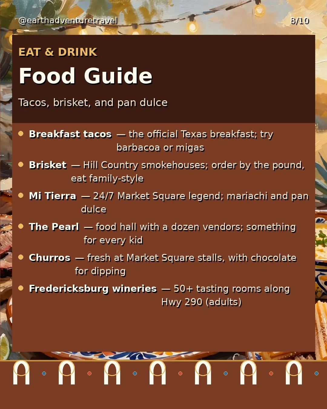 San Antonio food guide graphic with restaurant recommendations