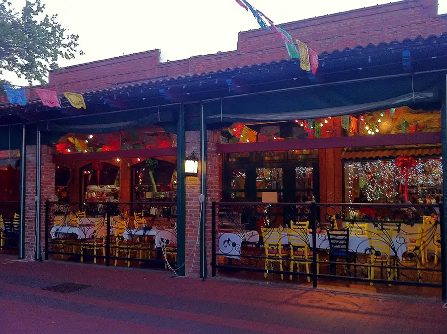 Mi Tierra restaurant at Market Square in San Antonio with festive lights
