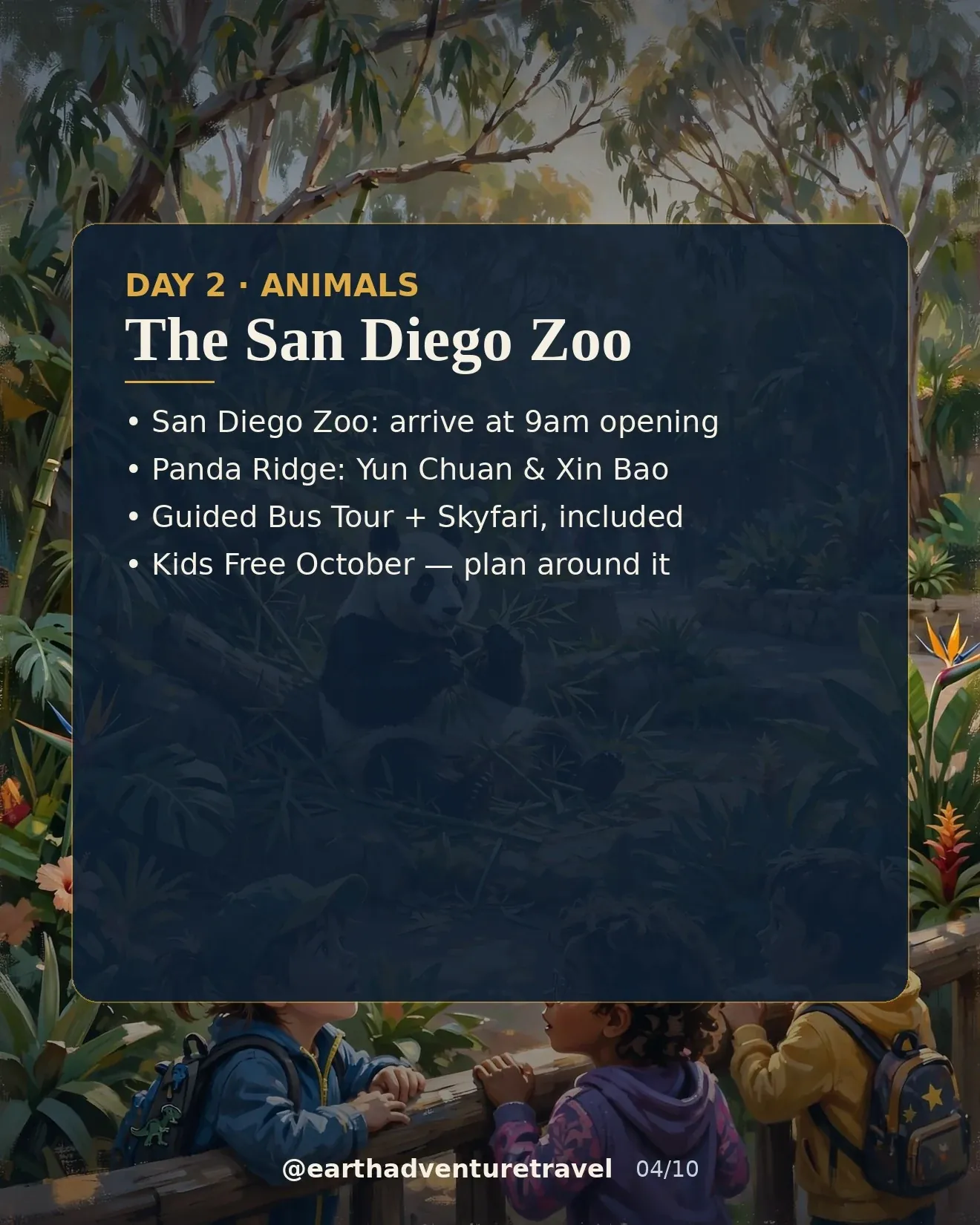 Day 2 graphic: giant panda at the San Diego Zoo