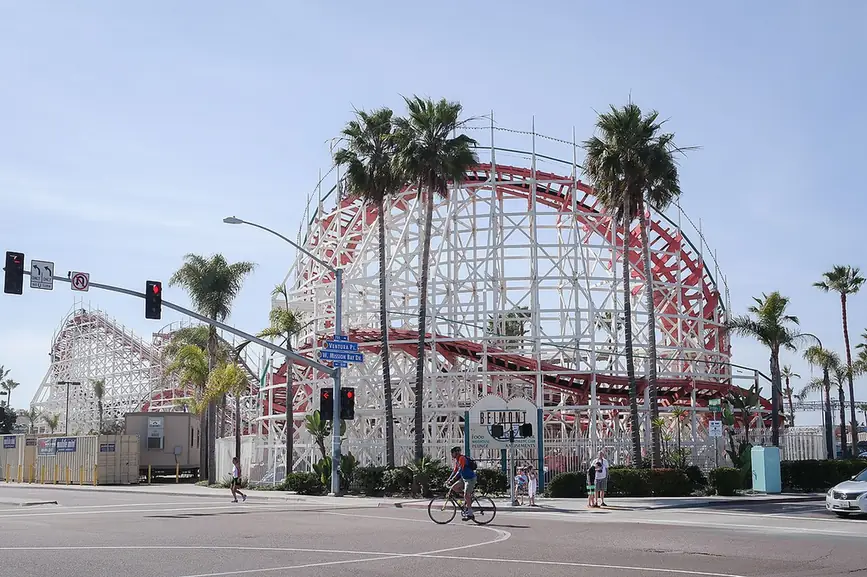 The Giant Dipper roller coaster at Belmont Park