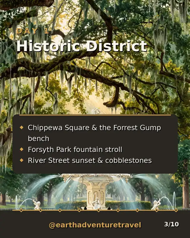 Day 1 graphic: Savannah Historic District squares