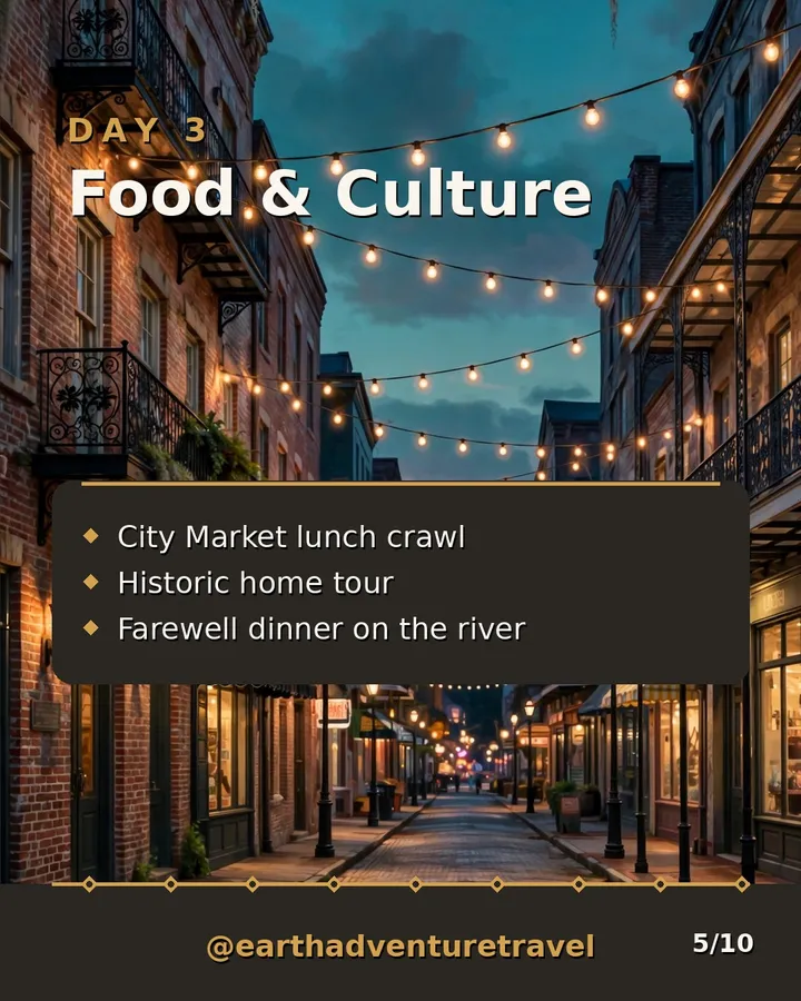 Day 3 graphic: Savannah food and historic homes