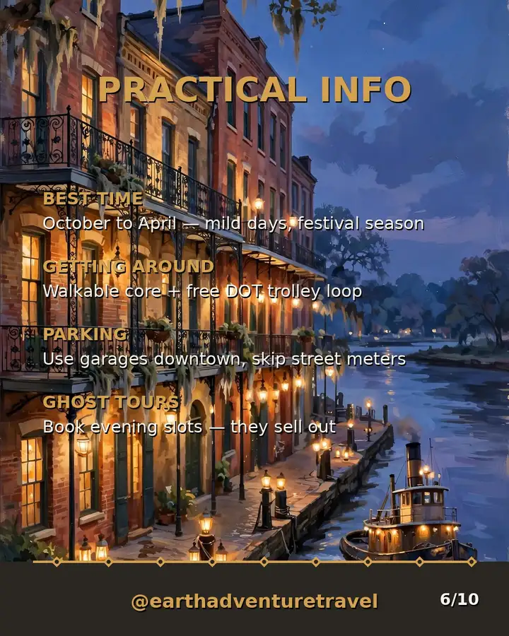 Practical information graphic for the Savannah city trip