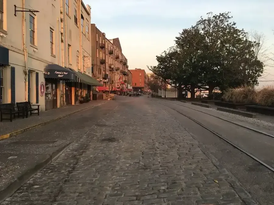 River Street cobblestones along the Savannah River