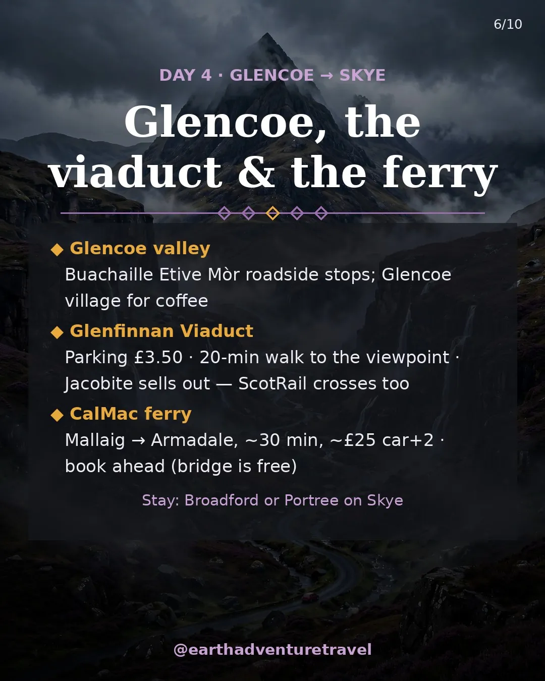 Day 4 graphic: Glencoe, the viaduct and the ferry