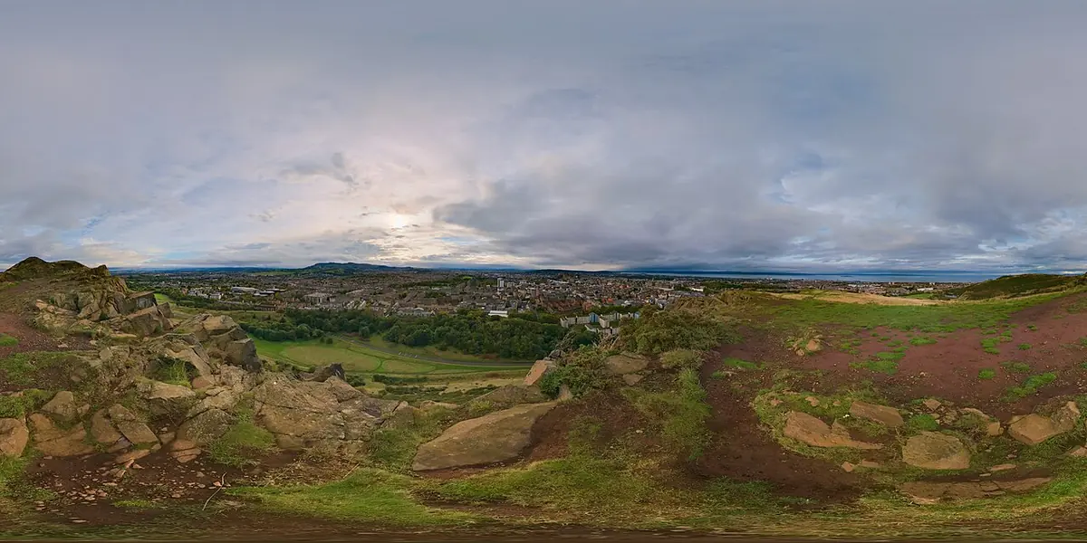Arthur's Seat rising above Edinburgh at dawn