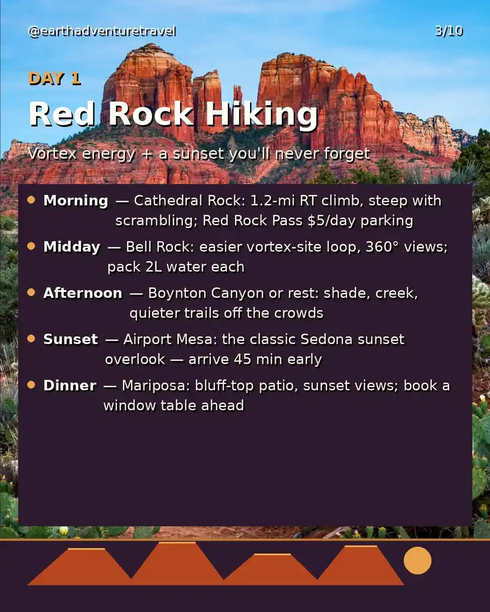 Day 1 graphic: red rock hiking day