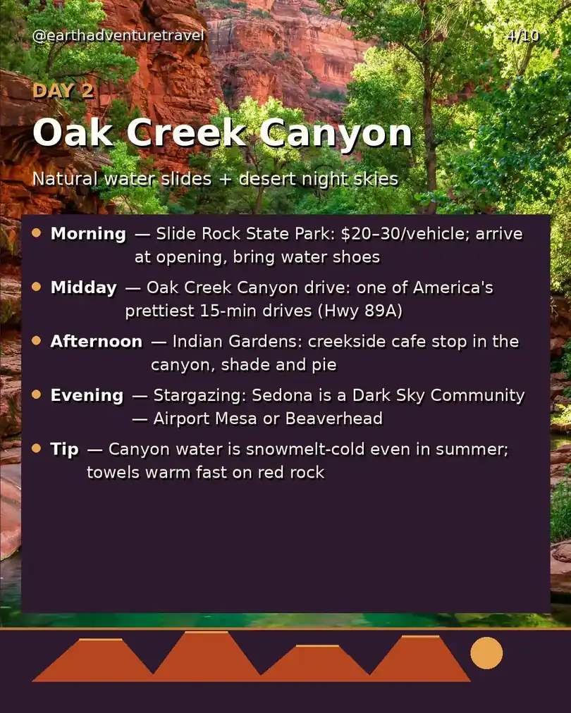 Day 2 graphic: Oak Creek Canyon day