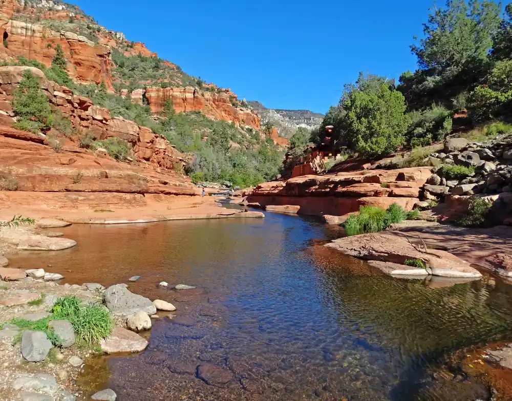 Slide Rock State Park natural rock waterslide in Oak Creek Canyon
