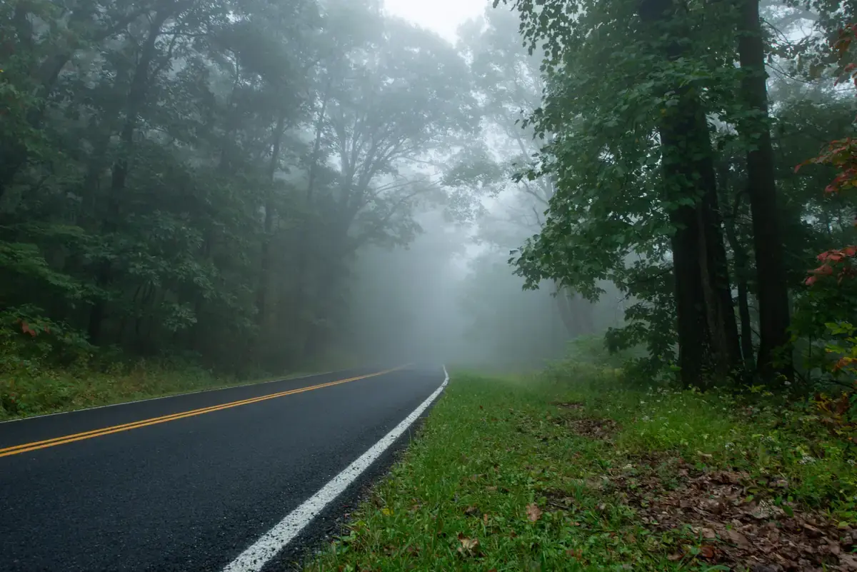Fog rolling over Skyline Drive