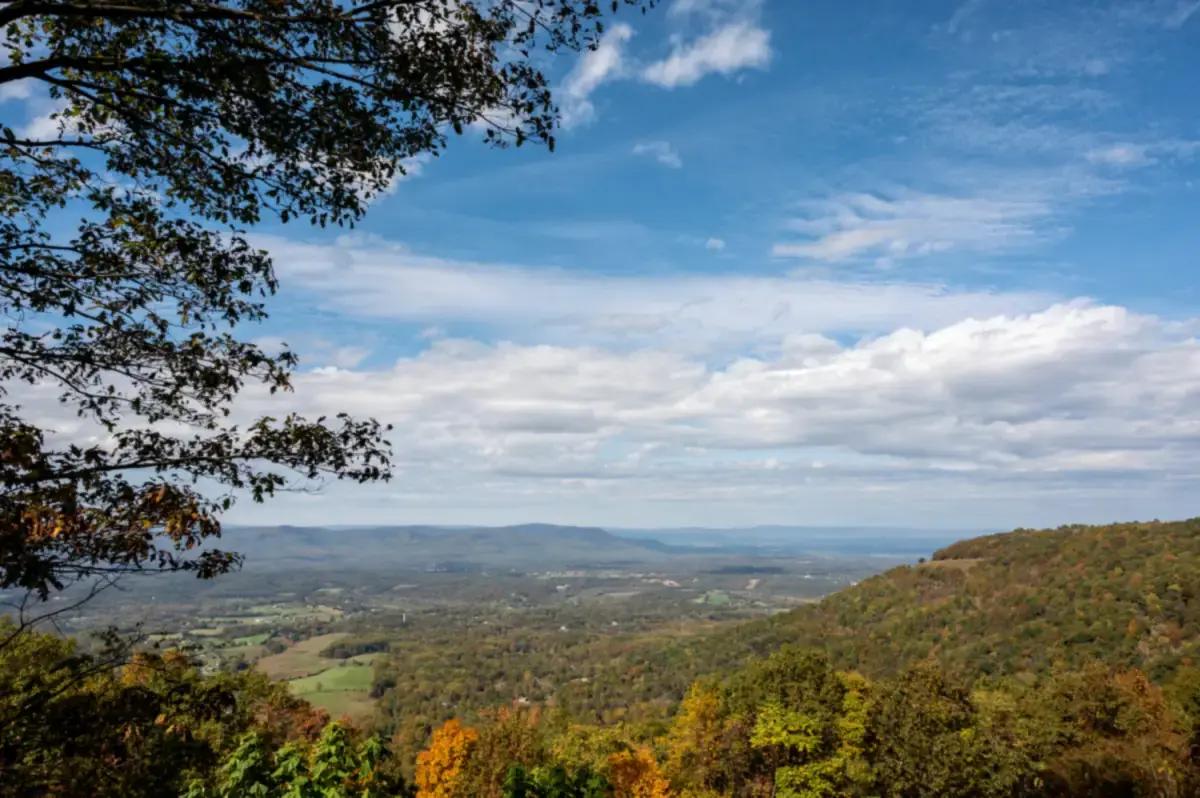 Shenandoah Valley vista with fall color from Skyline Drive