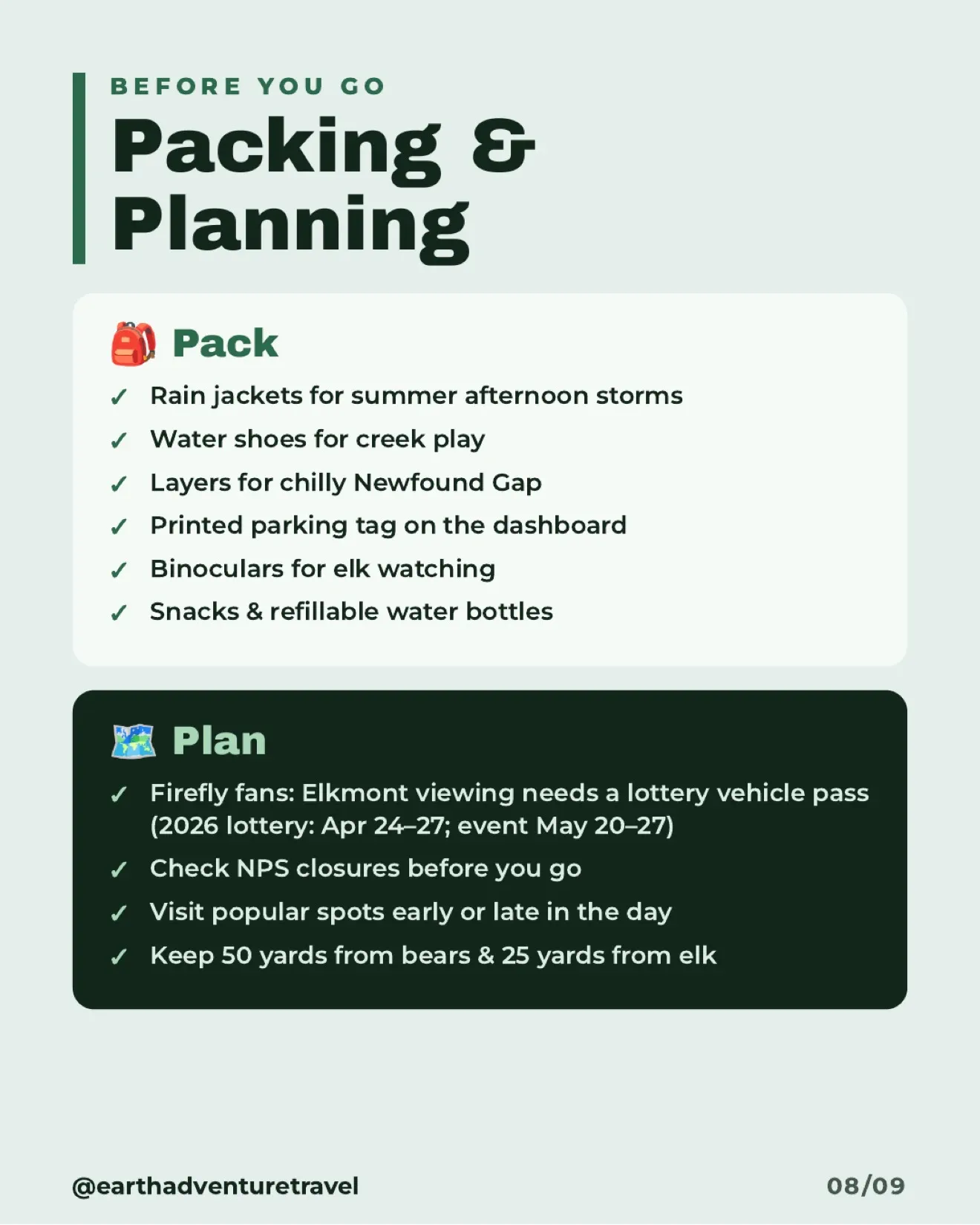 Packing and planning checklist for a Smoky Mountains family trip