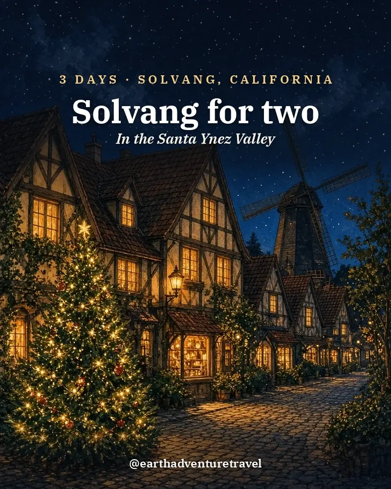 Illustrated recap card: Solvang