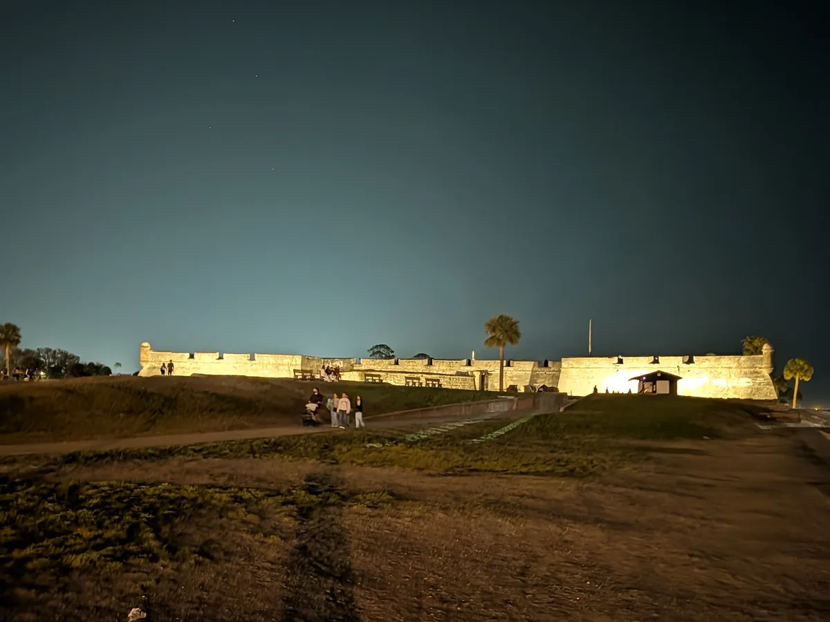 Castillo de San Marcos illuminated at dusk, St. Augustine