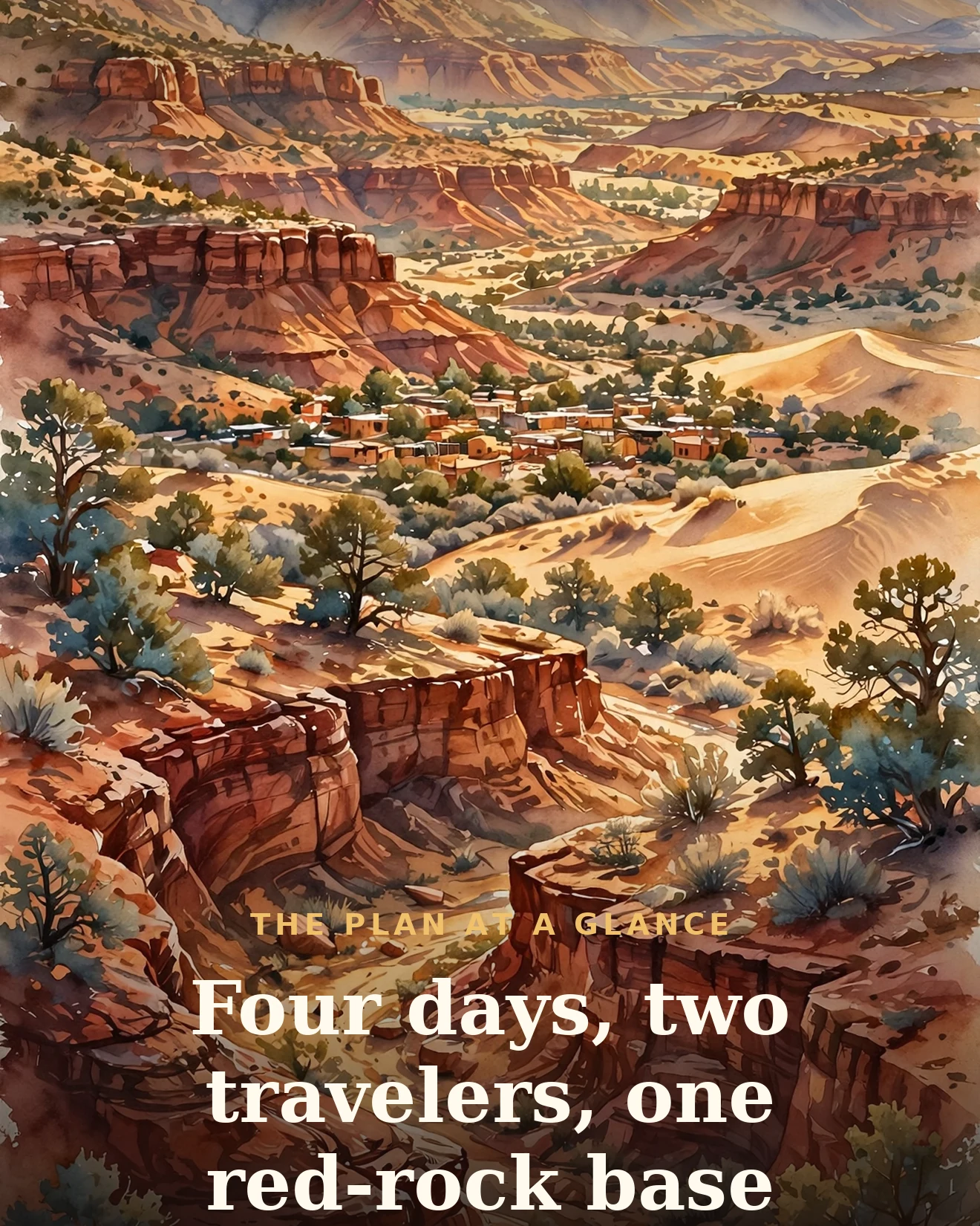 St. George couples trip-plan graphic: the four-day route at a glance