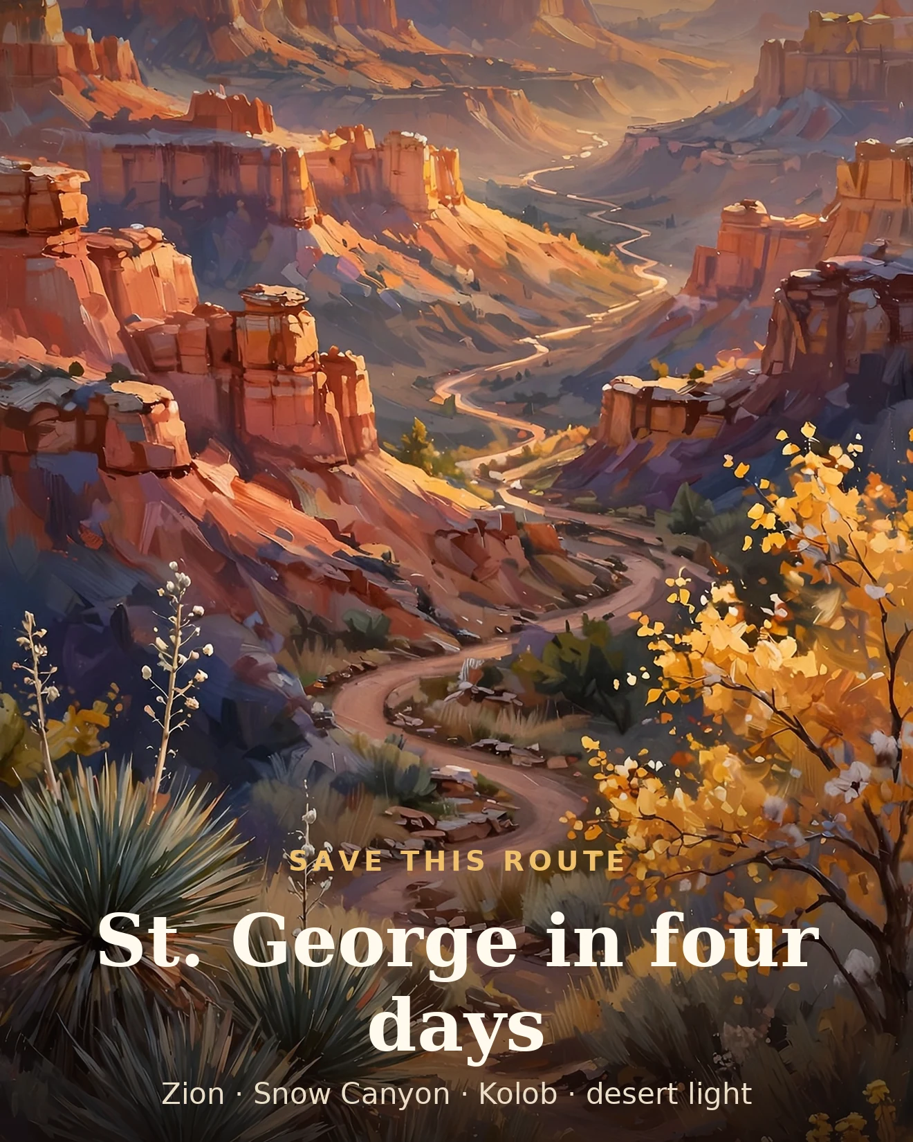 Saveable recap graphic for the four-day St. George couples route