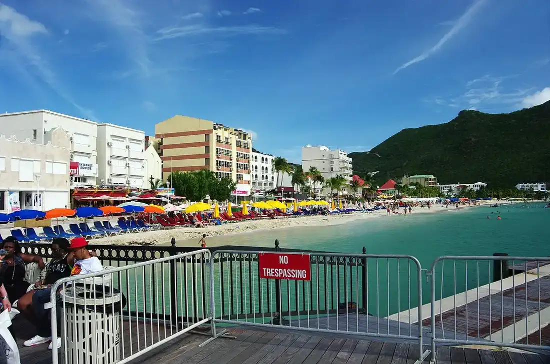 Philipsburg boardwalk and Great Bay Beach