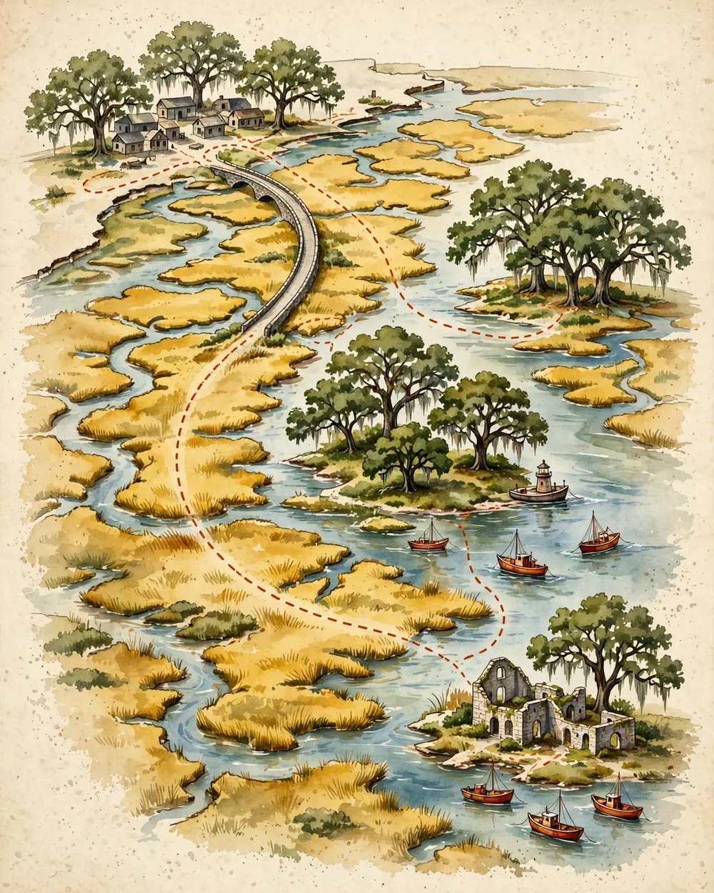 Illustrated four-day Golden Isles couples route plan