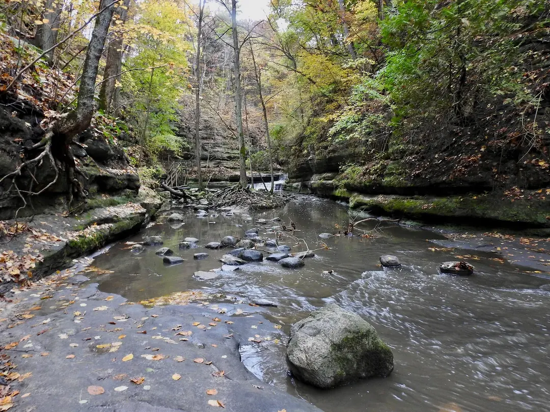 The waterfall in the Lower Dells of Matthiessen State Park