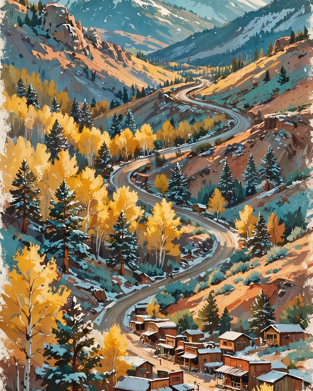Day 4 graphic: the Enchanted Circle scenic drive in winter