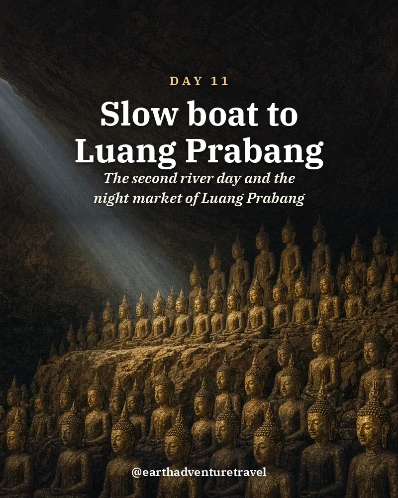 Illustrated day card: The second river day and the night market of Luang Prabang
