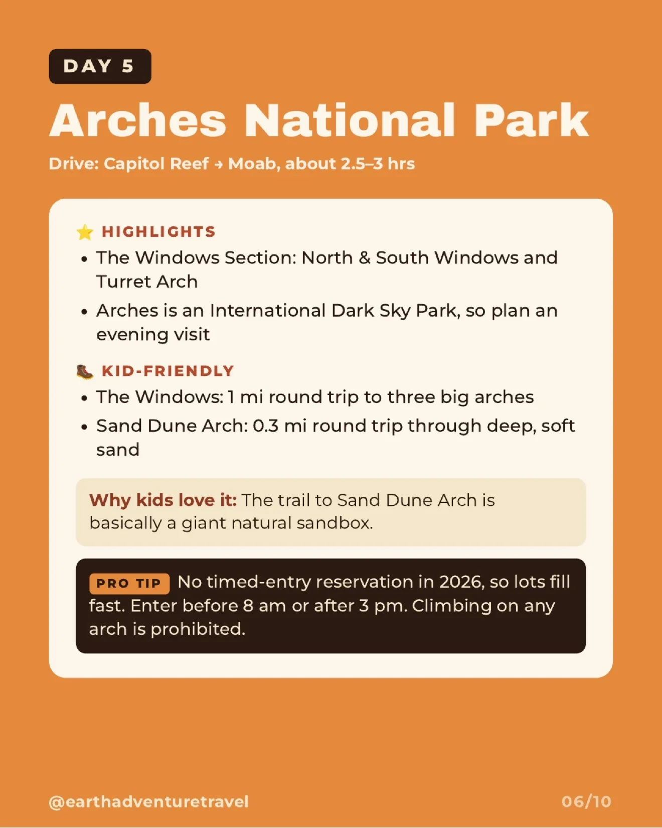 Illustrated family exploring sandstone windows and dunes in Arches National Park