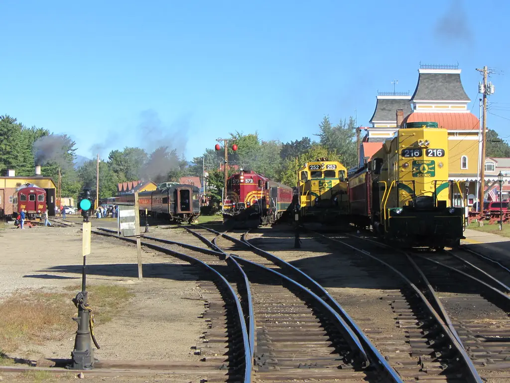 Conway Scenic Railroad trains at the North Conway station