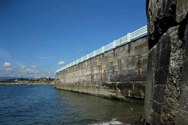 The Dallas Road shoreline in Victoria seen at water level