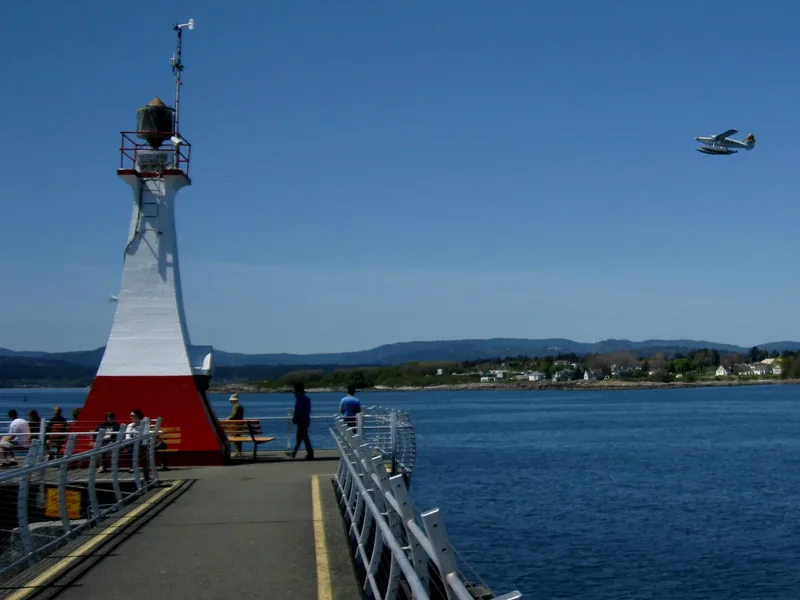 Handrails along the Ogden Point breakwater leading to the lighthouse
