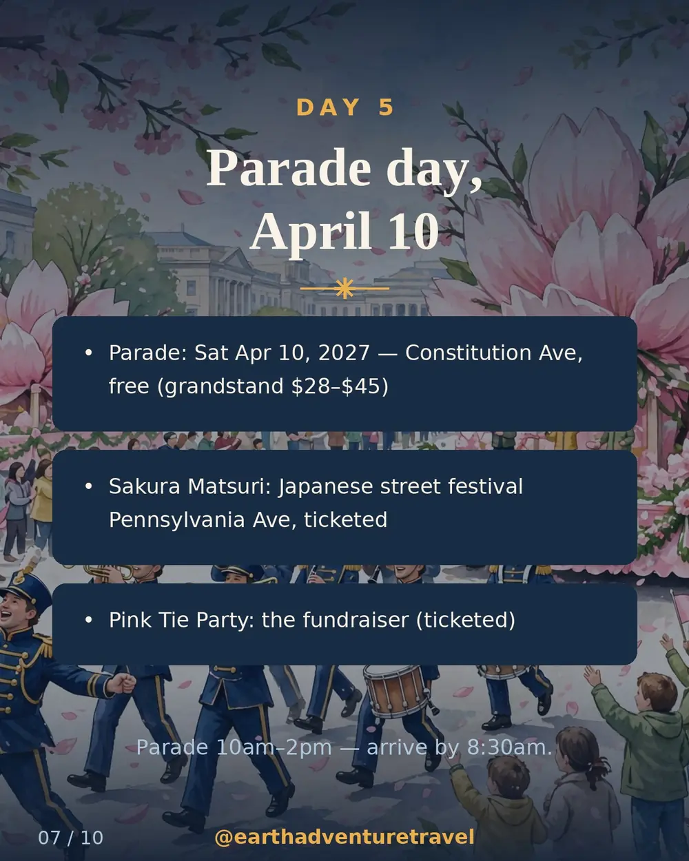 Illustrated cherry blossom parade