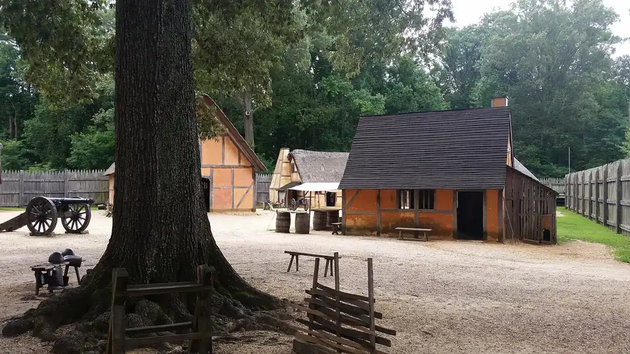 Inside the re-created James Fort at Jamestown Settlement