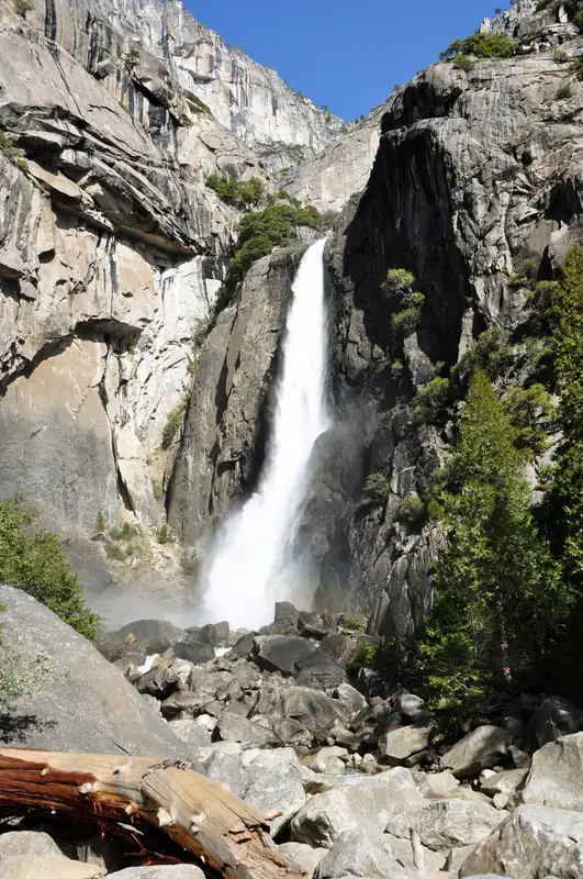 Lower Yosemite Fall with morning rainbow